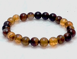 Brown black line dragon agate bracelet 8mm