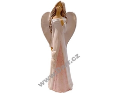 Dekorativní anděl bílo-růžové šaty 37 cm