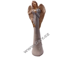 Dekorativní anděl modro-šedé šaty 41 cm