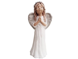 Dekorativní anděl bílý s věnečkem 26 cm