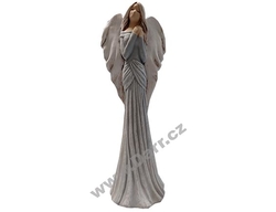 Dekorativní anděl šedo-modrý 34 cm