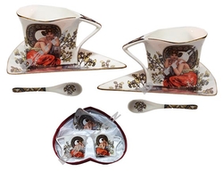 Porcelánová sada Mucha šapo  2 +2 + lžičky