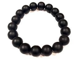 Armband aus schwarzem Obsidian, matt, 10 mm