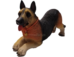 Dekorativní soška psa keramická vlčák v.14cm d.23 cm