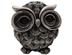Dekorativní sova keramika  šedo-černá 11 cm