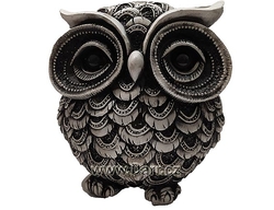Dekorativní sova keramika  šedo-černá 15 cm