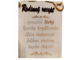 Domovní dekorace dřevěná tabulka Rodinný recept